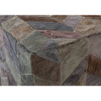 Grey Leather Chevron Pouffe
