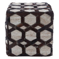 Genuine Grey Leather Patchwork Pouffe