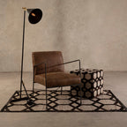 Genuine Grey Leather Patchwork Pouffe