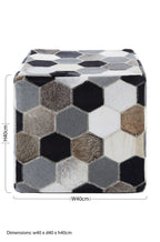 Cowhide Leather Patchwork Pouffe