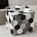 Cowhide Leather Patchwork Pouffe