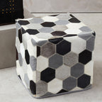 Cowhide Leather Patchwork Pouffe
