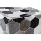 Cowhide Leather Patchwork Pouffe