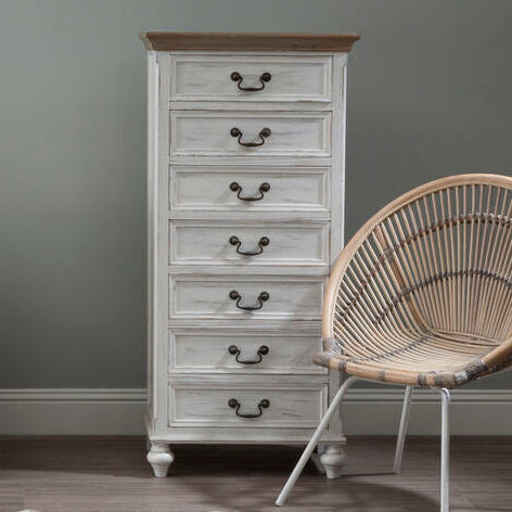 Ivory Finish 7 Drawer Chest