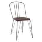 Grey Metal Frame and Elm Wood Chair