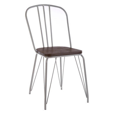 Grey Metal Frame and Elm Wood Chair