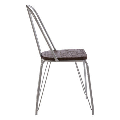 Grey Metal Frame and Elm Wood Chair