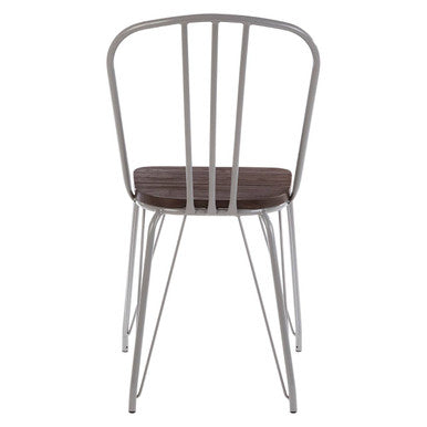 Grey Metal Frame and Elm Wood Chair
