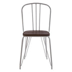 Grey Metal Frame and Elm Wood Chair