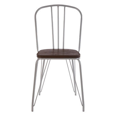 Grey Metal Frame and Elm Wood Chair