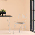 Grey Metal Frame and Elm Wood Chair