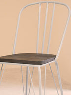 Grey Metal Frame and Elm Wood Chair