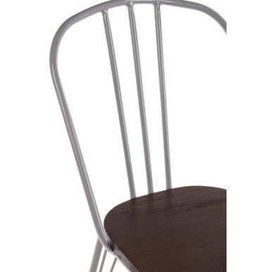 Grey Metal Frame and Elm Wood Chair