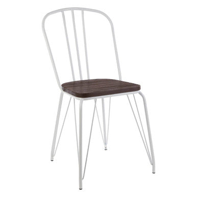 White Metal Frame with Elm Wood Dining Chair