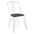 White Metal Frame with Elm Wood Dining Chair
