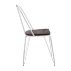 White Metal Frame with Elm Wood Dining Chair