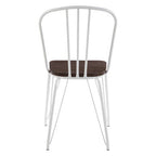 White Metal Frame with Elm Wood Dining Chair