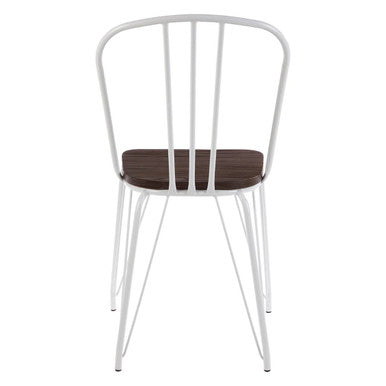 White Metal Frame with Elm Wood Dining Chair