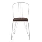 White Metal Frame with Elm Wood Dining Chair