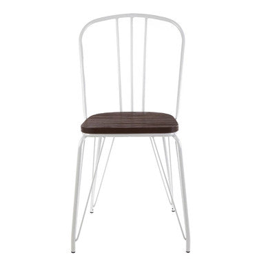 White Metal Frame with Elm Wood Dining Chair