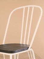 White Metal Frame with Elm Wood Dining Chair