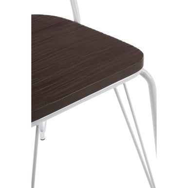 White Metal Frame with Elm Wood Dining Chair