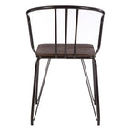 Black Metal and Elm Wood Armchair with Hairpin Legs
