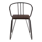 Black Metal and Elm Wood Armchair with Hairpin Legs