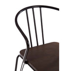 Black Metal and Elm Wood Armchair with Hairpin Legs