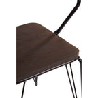 Black Metal and Elm Wood Armchair with Hairpin Legs