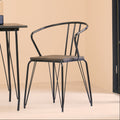 Black Metal and Elm Wood Armchair with Hairpin Legs