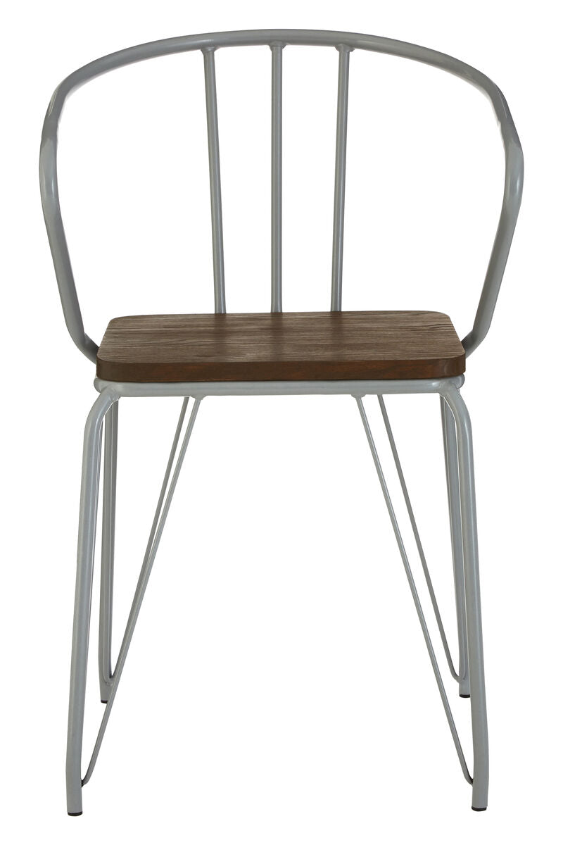 Grey Metal and Elm Wood Armchair with Hairpin Legs