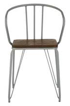 Grey Metal and Elm Wood Armchair with Hairpin Legs