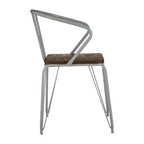 Grey Metal and Elm Wood Armchair with Hairpin Legs