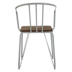 Grey Metal and Elm Wood Armchair with Hairpin Legs