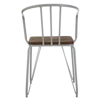 Grey Metal and Elm Wood Armchair with Hairpin Legs