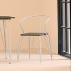 Grey Metal and Elm Wood Armchair with Hairpin Legs