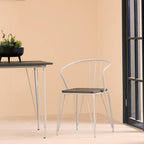 Grey Metal and Elm Wood Armchair with Hairpin Legs