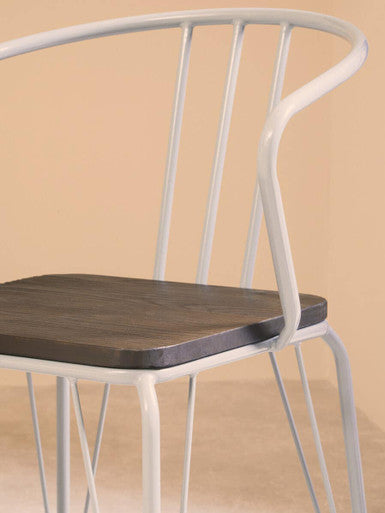 Grey Metal and Elm Wood Armchair with Hairpin Legs