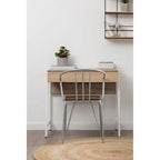 Grey Metal and Elm Wood Armchair with Hairpin Legs