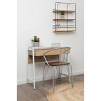 Grey Metal and Elm Wood Armchair with Hairpin Legs