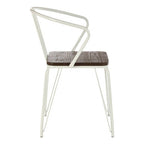 White Metal and Elm Wood Armchair with Hairpin Legs