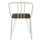 White Metal and Elm Wood Armchair with Hairpin Legs