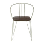 White Metal and Elm Wood Armchair with Hairpin Legs