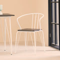 White Metal and Elm Wood Armchair with Hairpin Legs