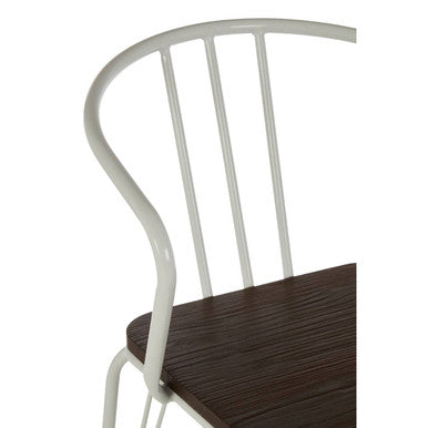 White Metal and Elm Wood Armchair with Hairpin Legs