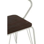 White Metal and Elm Wood Armchair with Hairpin Legs