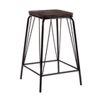 Wooden Square Stool with Black Finish Frame