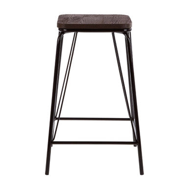 Wooden Square Stool with Black Finish Frame