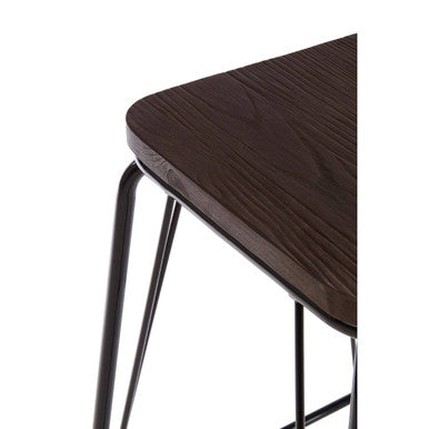Wooden Square Stool with Black Finish Frame
